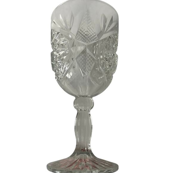 Vintage Hobstar Star Burst Glass Wine Water Goblets Set Of Four 4 - Picture 3 of 15